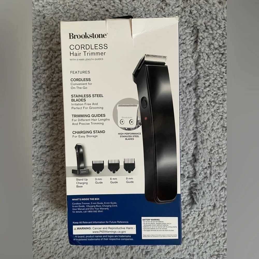 Brookstone Cordless Hair Trimmer Stainless Steel Travel Shaver Gifts Him NEW